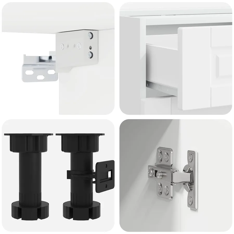 Unité de cuisine PORTO 4 pcs Blanc Bois d'ingénierie - 4