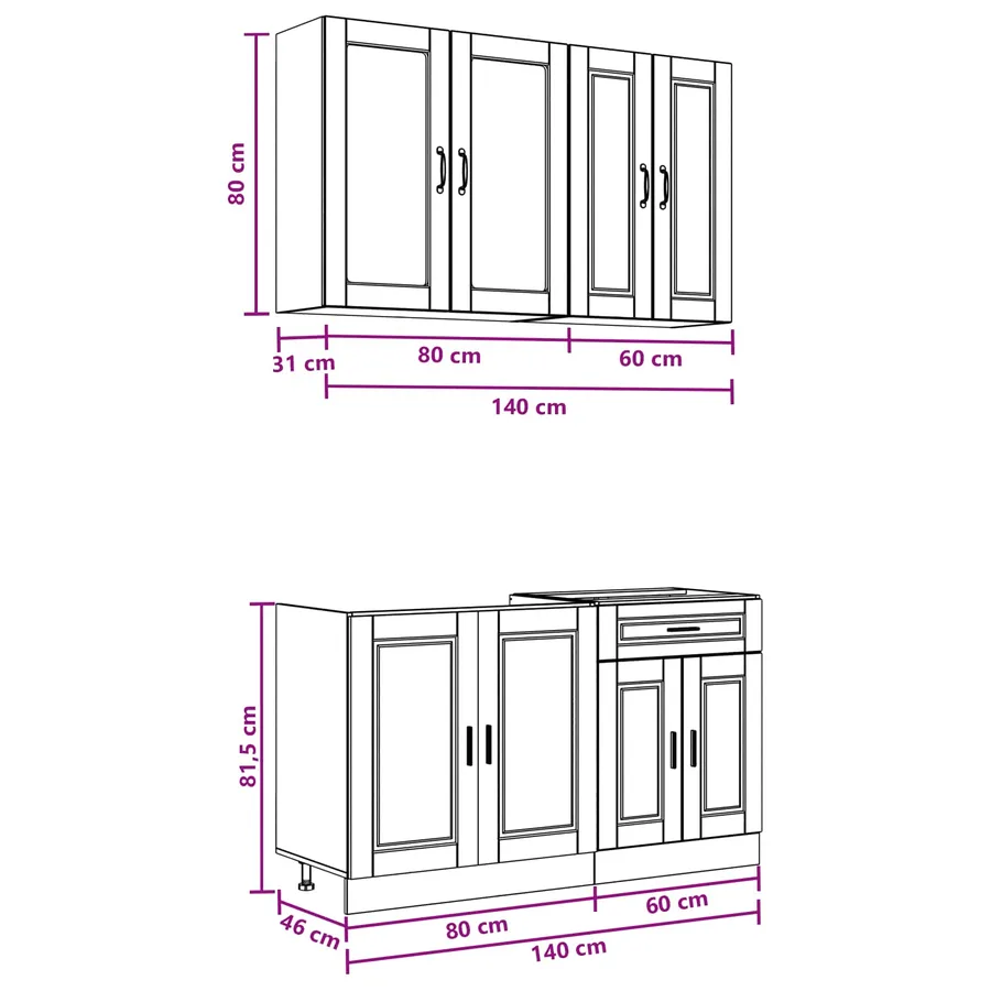 Unité de cuisine PORTO 4 pcs Blanc Bois d'ingénierie - 7