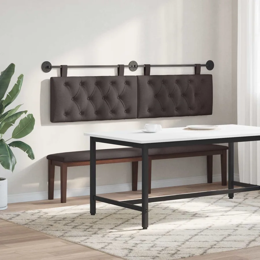 Tête de lit suspendue Marron foncé Tissu - 4