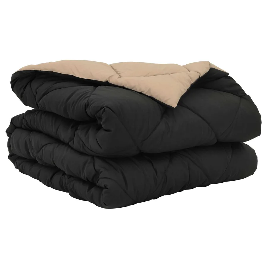 Duvet d'été simple Noir et Taupe 200 x 135 cm Microfibre - 2