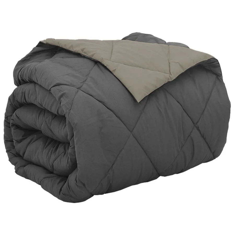 Duvet complet toute l'année Gris clair et anthracite Microfibre - 2