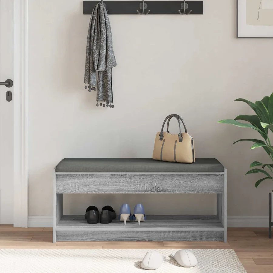 Banc d'entrée avec coussin Gris Sonoma 103 x 38 x 45 cm - 4
