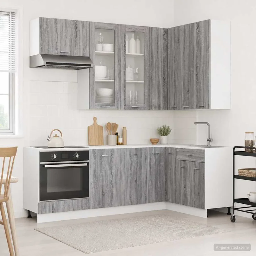 Unité de cuisine LYON 8 pcs Sonoma gris Bois d'ingénierie
