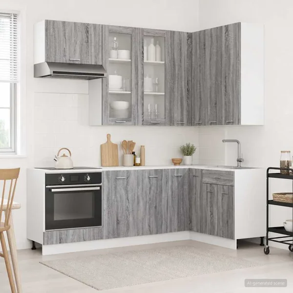 Unité de cuisine LYON 8 pcs Sonoma gris Bois d'ingénierie