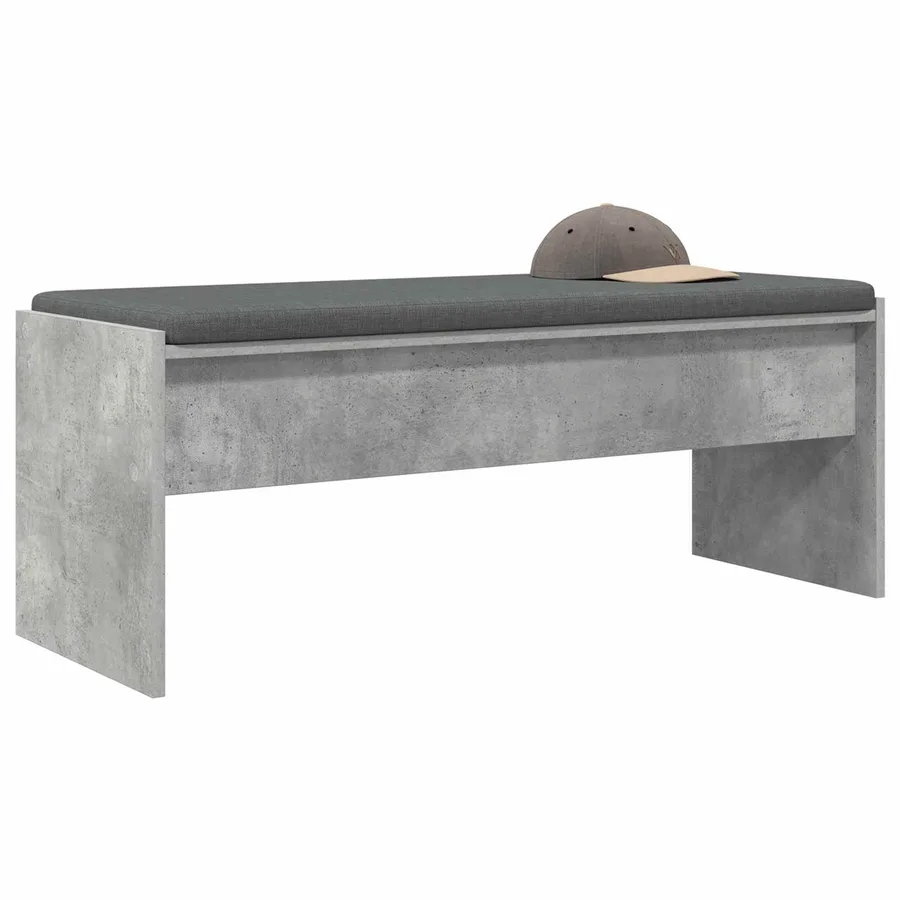 Banc d'entrée avec coussin Gris béton 103 x 38 x 40 cm - 3