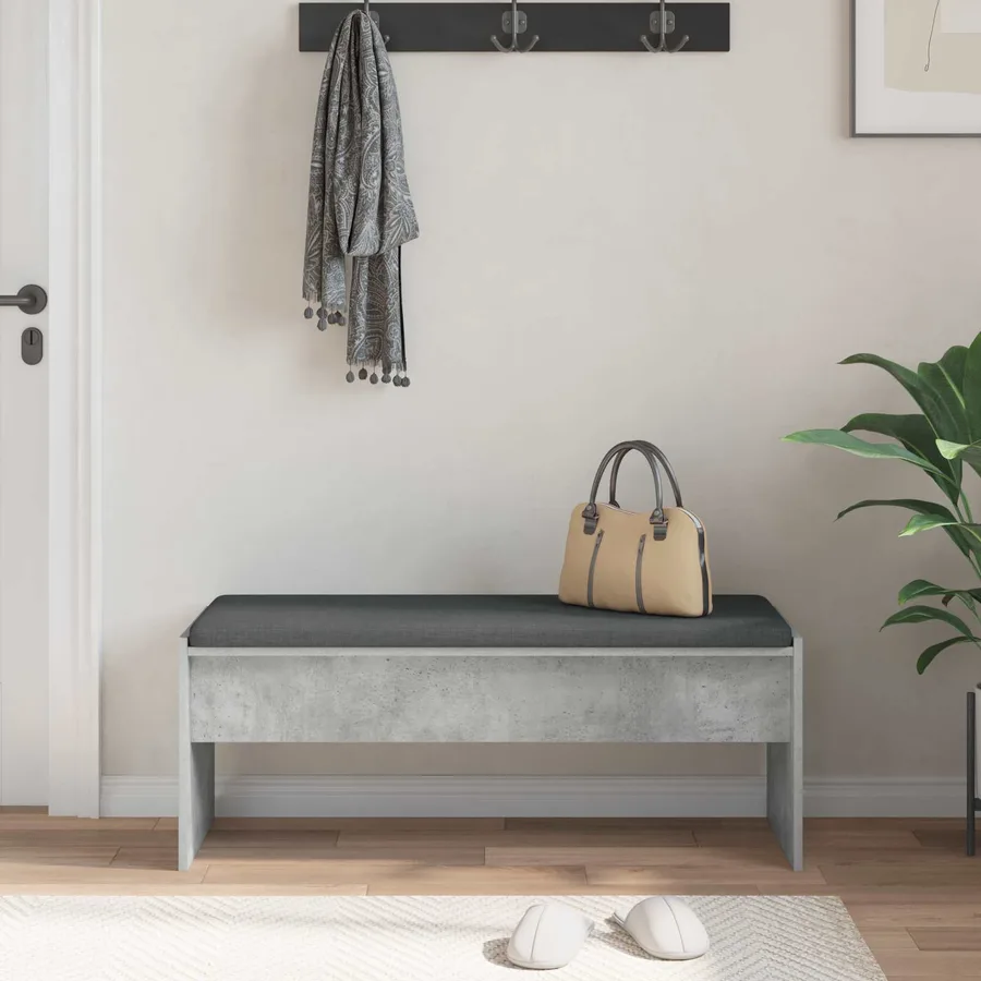 Banc d'entrée avec coussin Gris béton 103 x 38 x 40 cm - 4