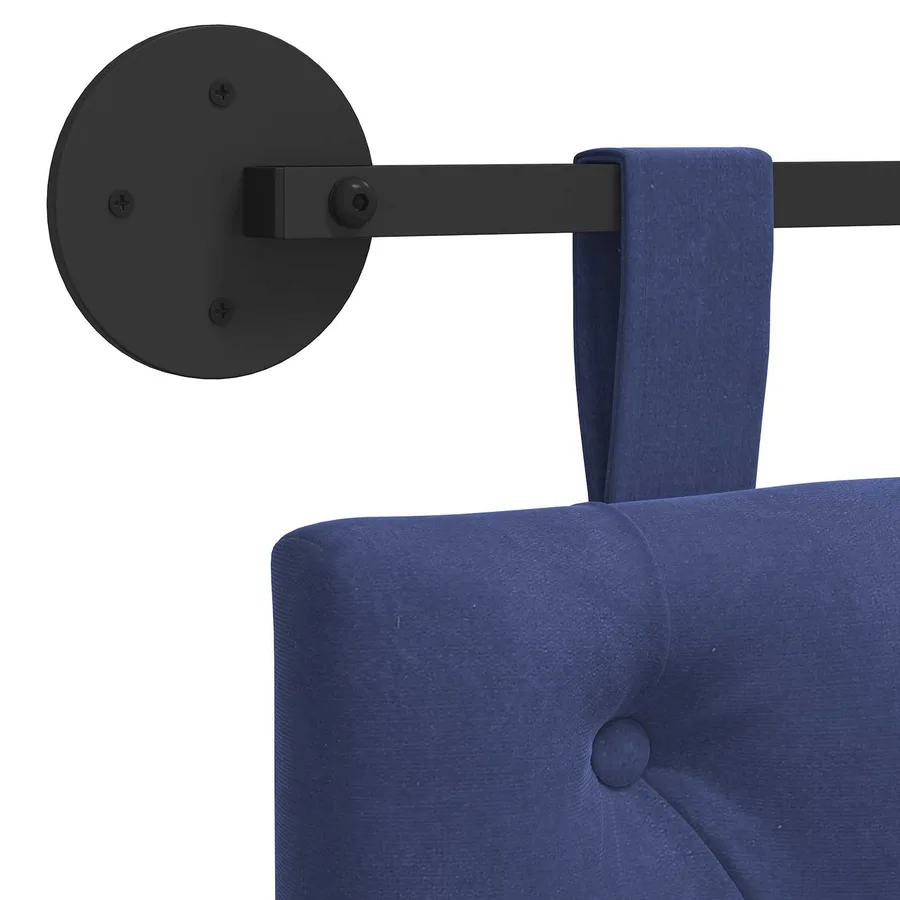 Tête de lit suspendue Avec lumière LED Bleu police Velours - 9
