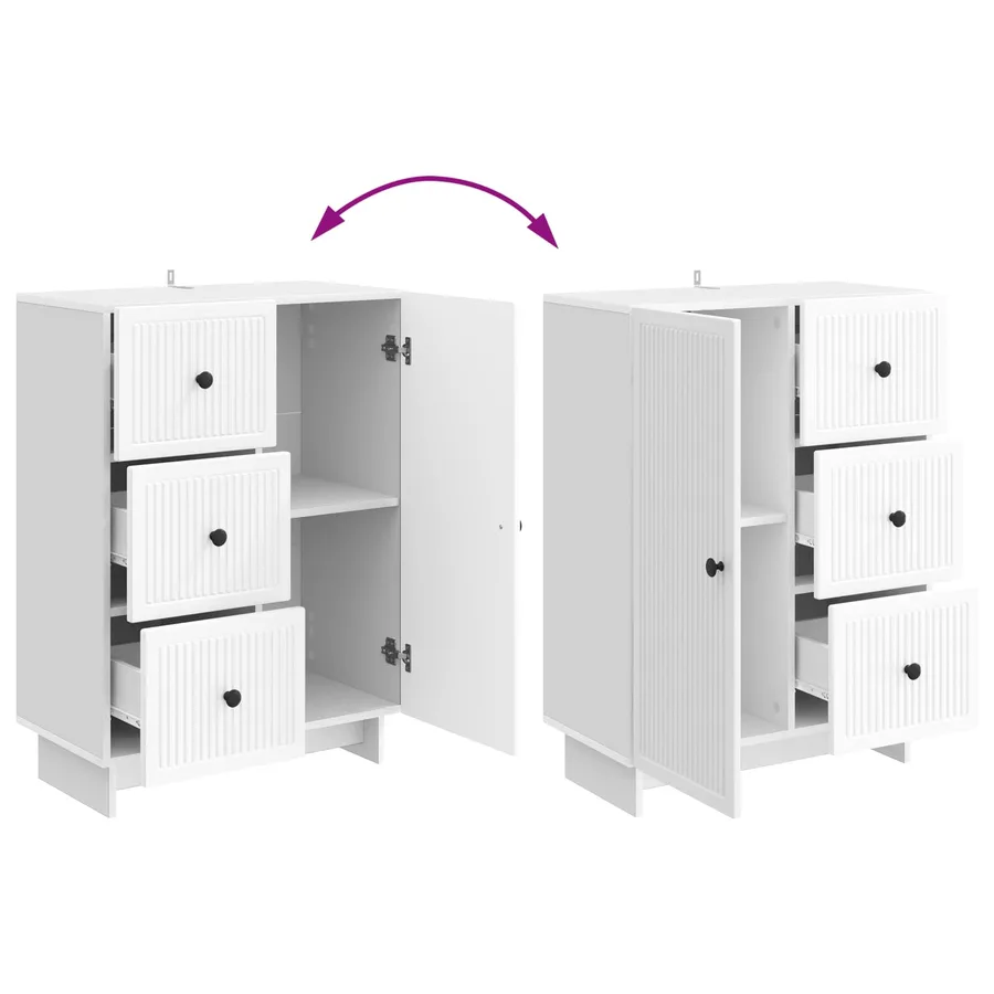 Buffet Blanc brillant 66 x 34,5 x 90 cm Bois d'ingénierie - 8