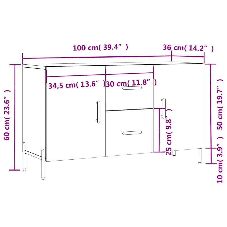 Buffet chêne sonoma 100x36x60 cm bois d'ingénierie - 13