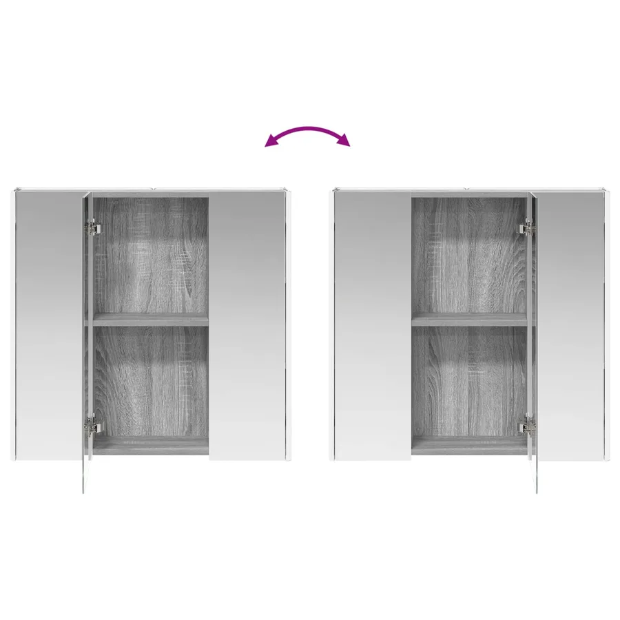Armoire Miroir de Salle de Bain Gris Sonoma 73.5 x 15.5 x 70 cm - 12
