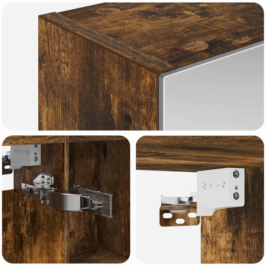 Armoire Miroir de Salle de Bain Chêne fumé 50 x 14,5 x 70 cm - 9