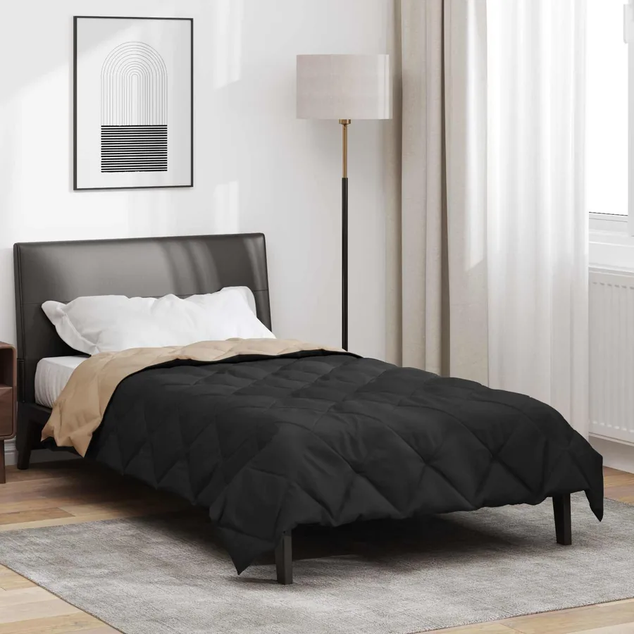 Duvet d'été simple Noir et Taupe 220 x 155 cm Microfibre
