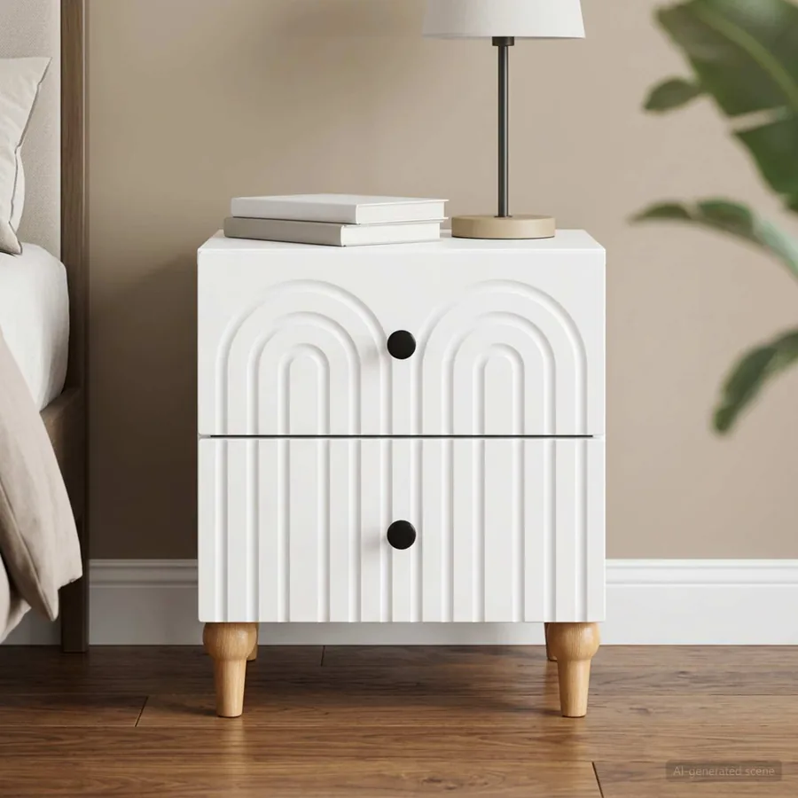 Cabinet de chevet Blanc 43 x 34,5 x 48 cm Bois d'ingénierie