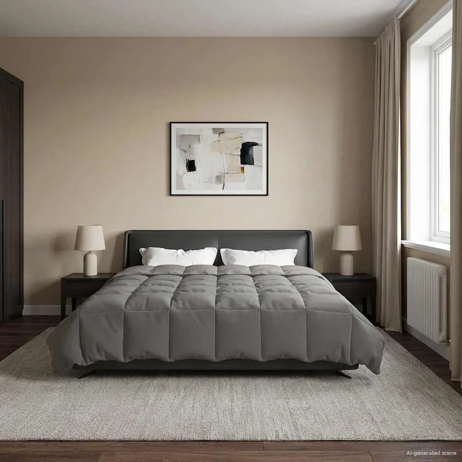 Duvet complet toute l'année Gris clair 200 x 220 cm Microfibre