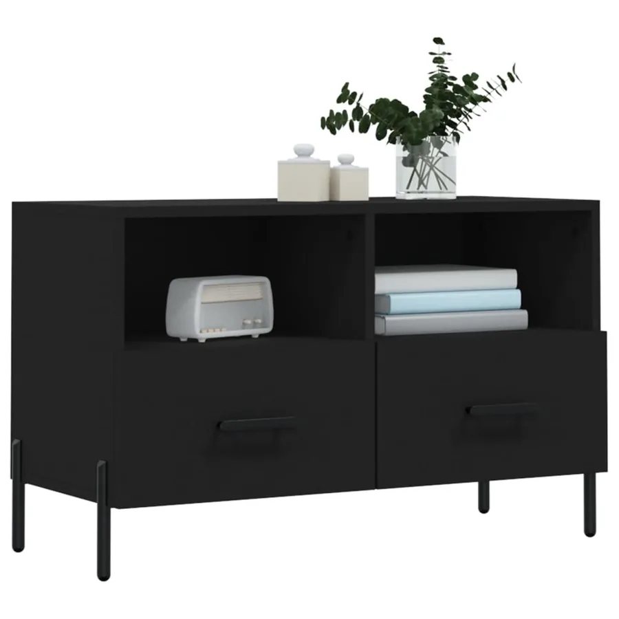 Meuble TV Noir 80x36x50 cm Bois d'ingénierie - 3