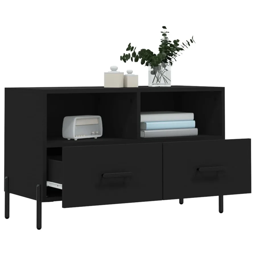 Meuble TV Noir 80x36x50 cm Bois d'ingénierie - 4