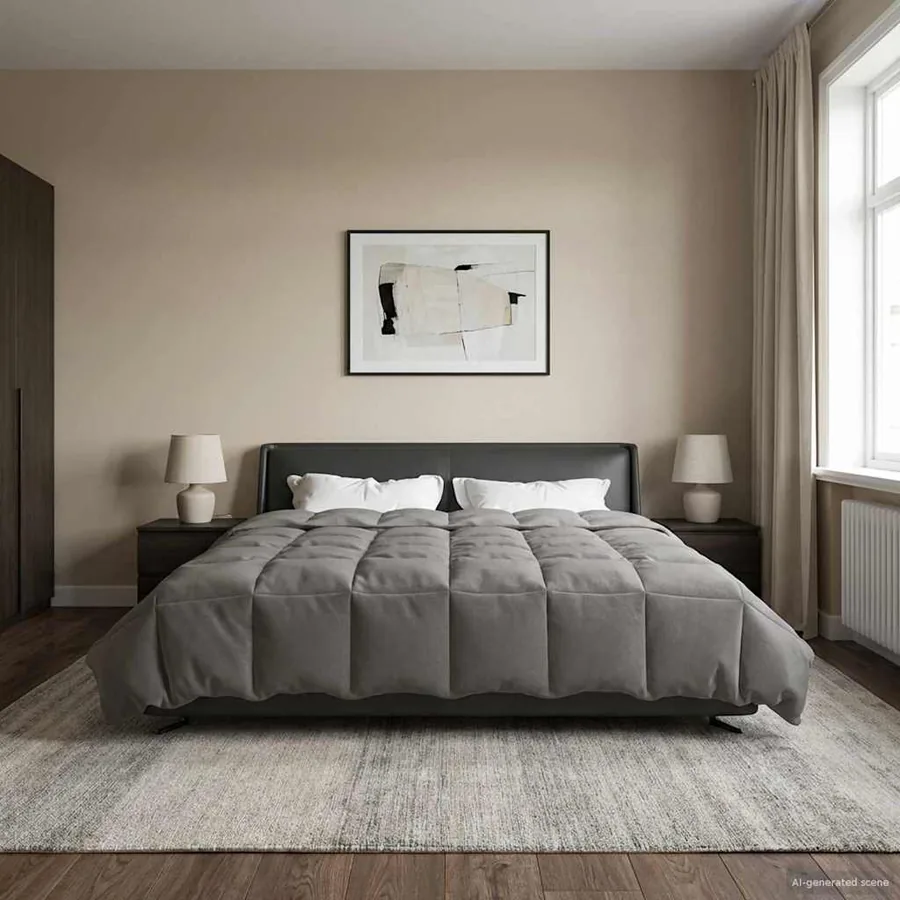 Duvet d'été simple Matelassé Gris clair 220 x 260 cm Microfibre