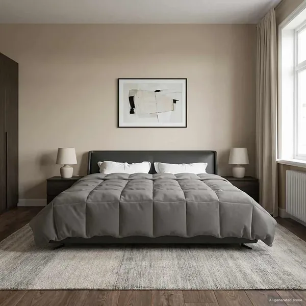 Duvet d'été simple Matelassé Gris clair 220 x 260 cm Microfibre