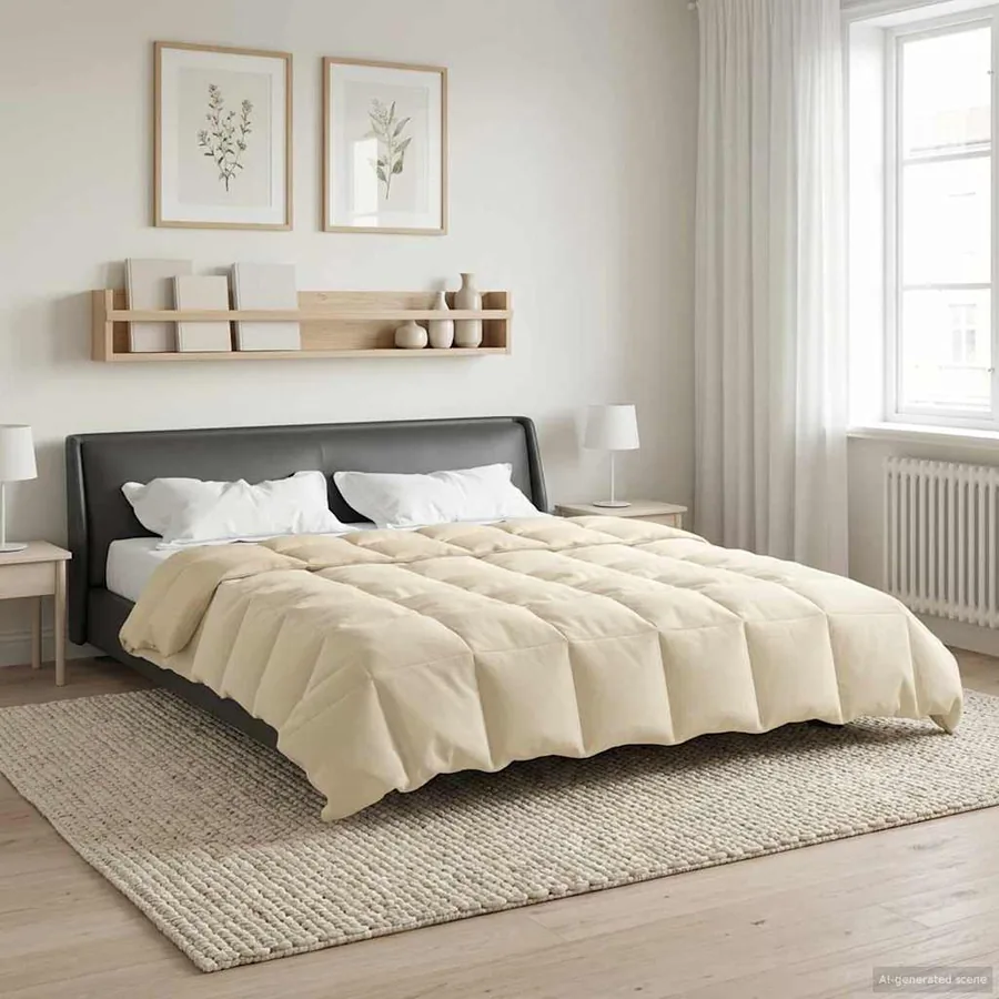 Duvet d'été simple Matelassé Crème 220 x 240 cm Microfibre