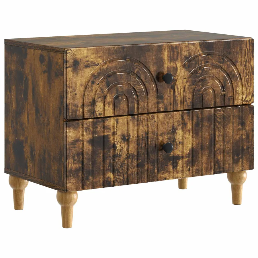 Cabinet de chevet avec tiroir Chêne fumé 62 x 34,5 x 48 cm - 2
