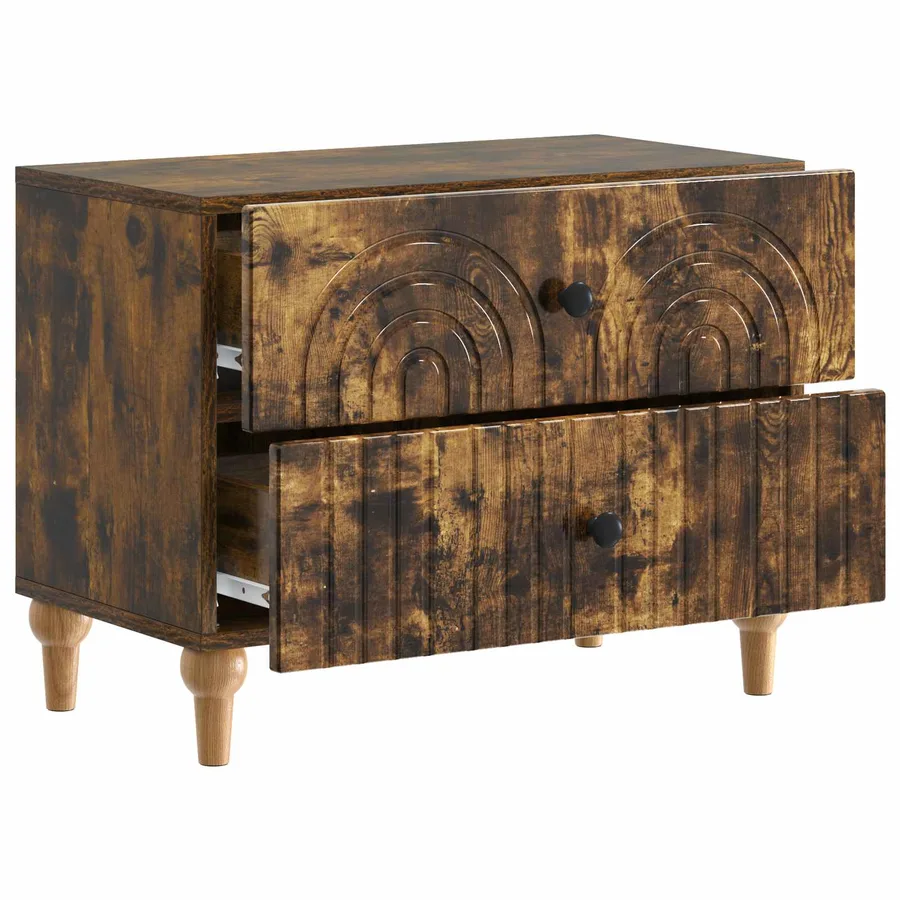 Cabinet de chevet avec tiroir Chêne fumé 62 x 34,5 x 48 cm - 4