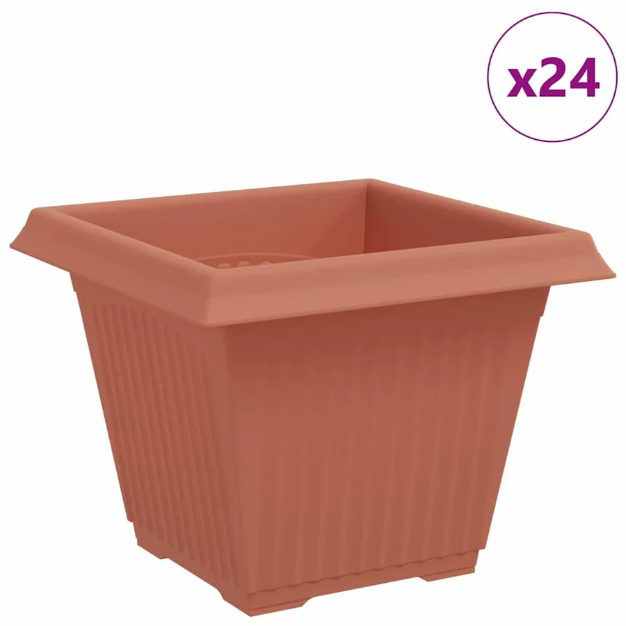 Pot de Fleurs Carré 24 pcs Rouge brique 38 x 38 x 30 cm - 2