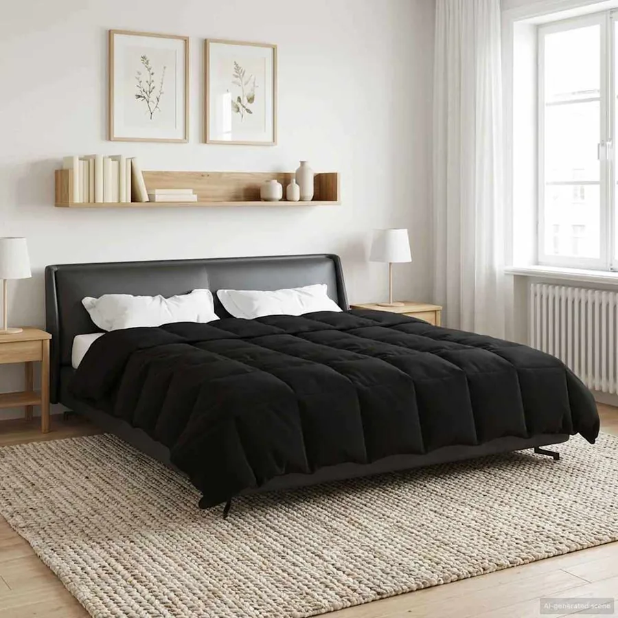 Duvet d'hiver Matelassé Noir 200 x 220 cm Microfibre