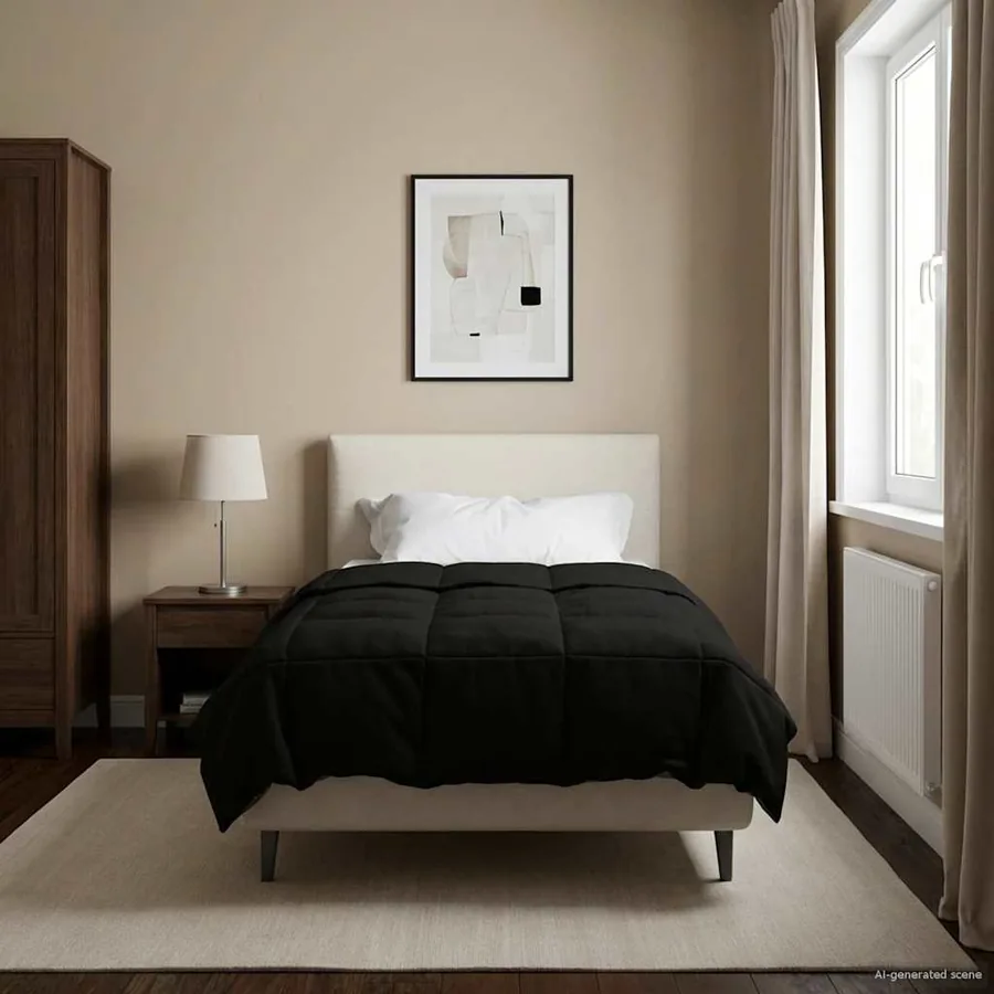 Duvet d'été simple Matelassé Noir 155 x 200 cm Microfibre