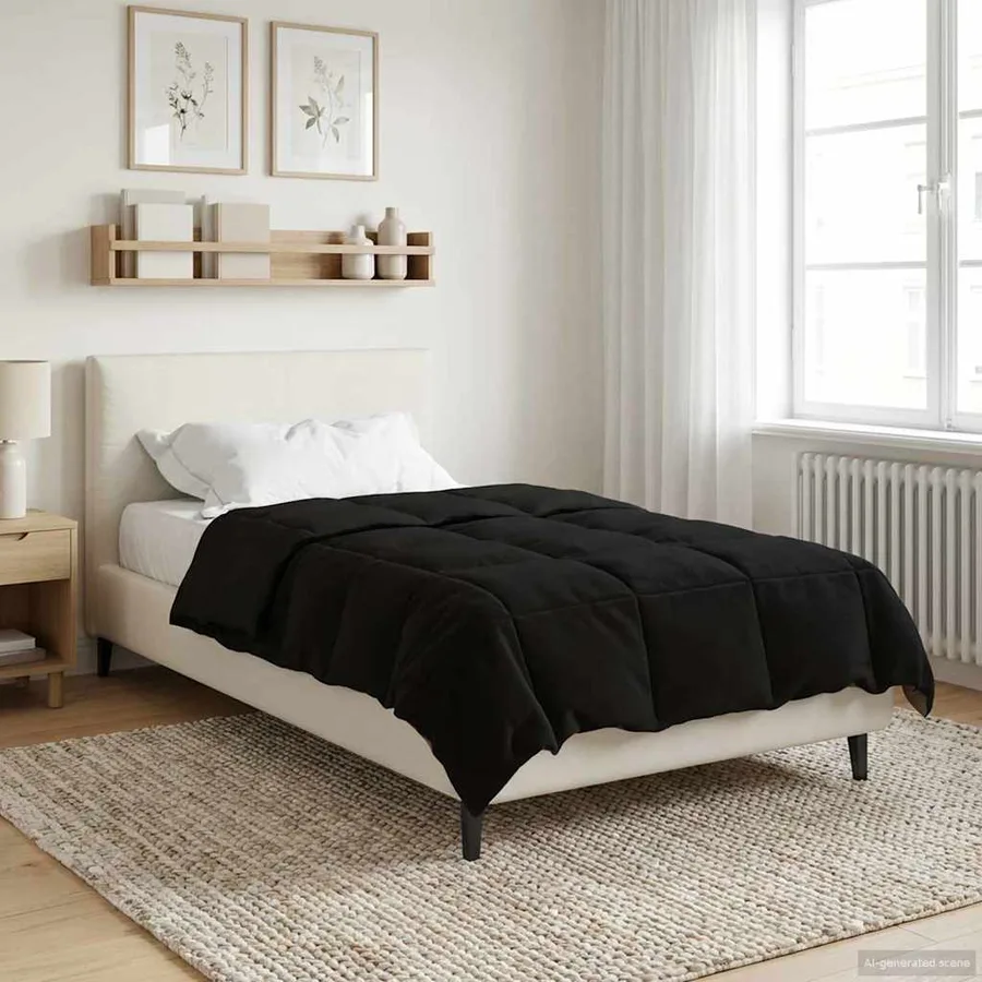 Duvet d'été simple Matelassé Noir 155 x 200 cm Microfibre - 4