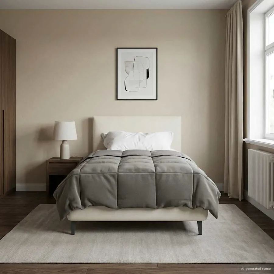 Duvet complet toute l'année Gris clair 140 x 200 cm Microfibre