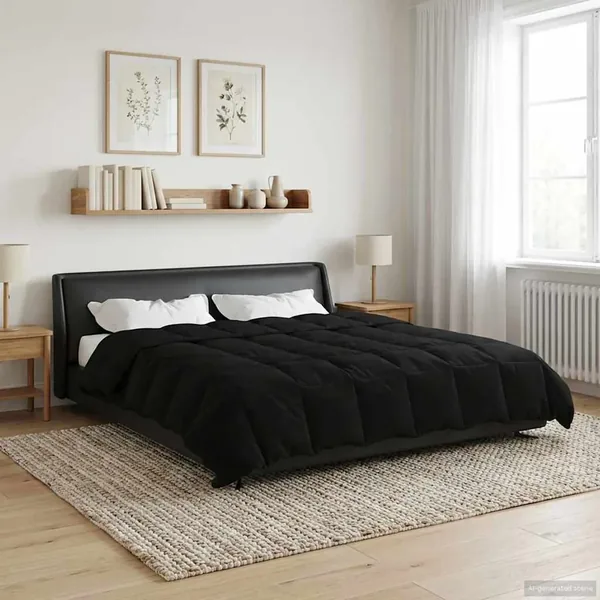 Duvet d'été simple Matelassé Noir 220 x 240 cm Microfibre