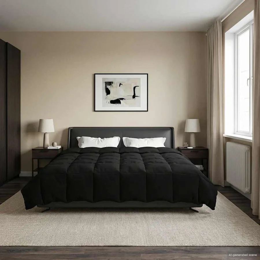 Duvet d'été simple Matelassé Noir 220 x 240 cm Microfibre - 4