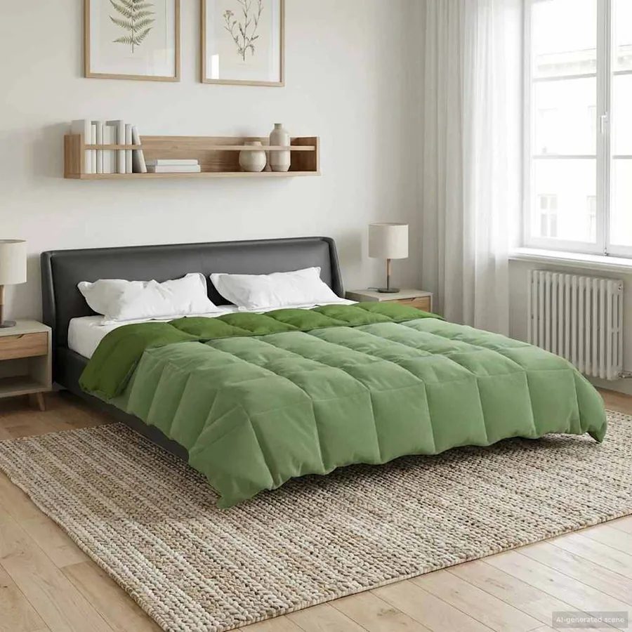 Duvet complet toute l'année Vert 200 x 200 cm Microfibre