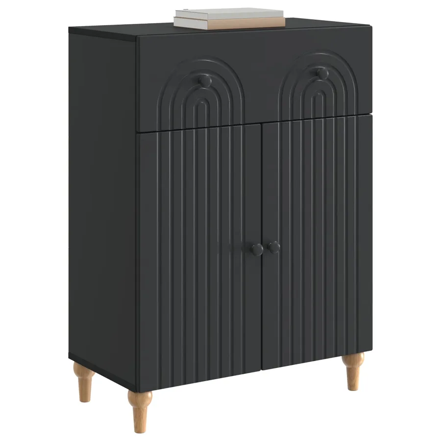 Buffet avec tiroir Noir 66 x 34,5 x 90 cm Bois d'ingénierie - 3
