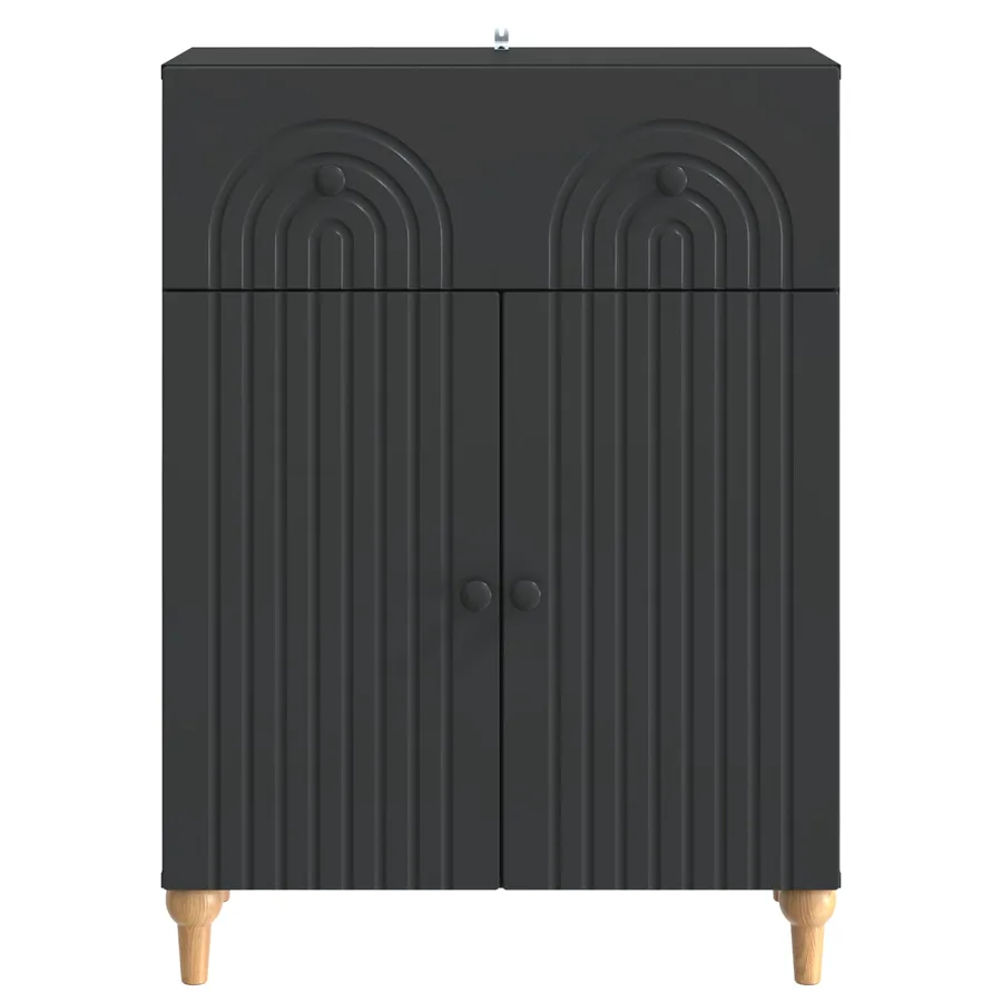 Buffet avec tiroir Noir 66 x 34,5 x 90 cm Bois d'ingénierie - 6