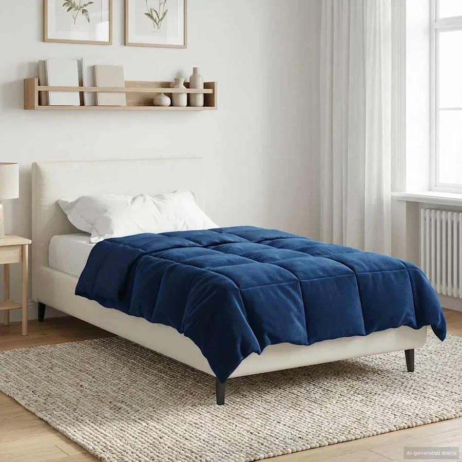 Duvet complet toute l'année Bleu foncé 135 x 220 cm Microfibre