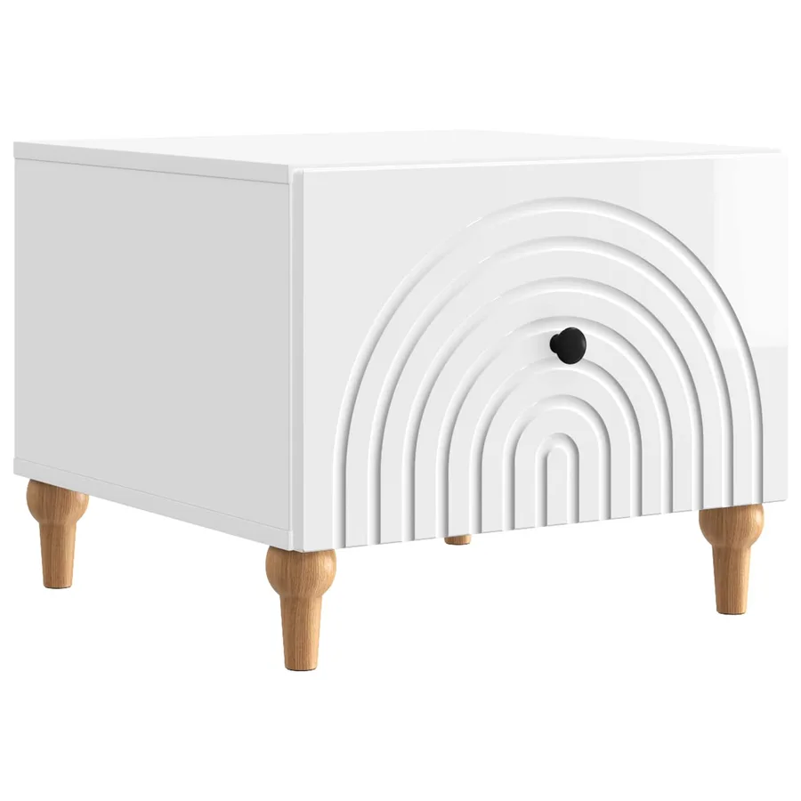Table basse Blanc brillant 49 x 50 x 40 cm Bois d'ingénierie - 2