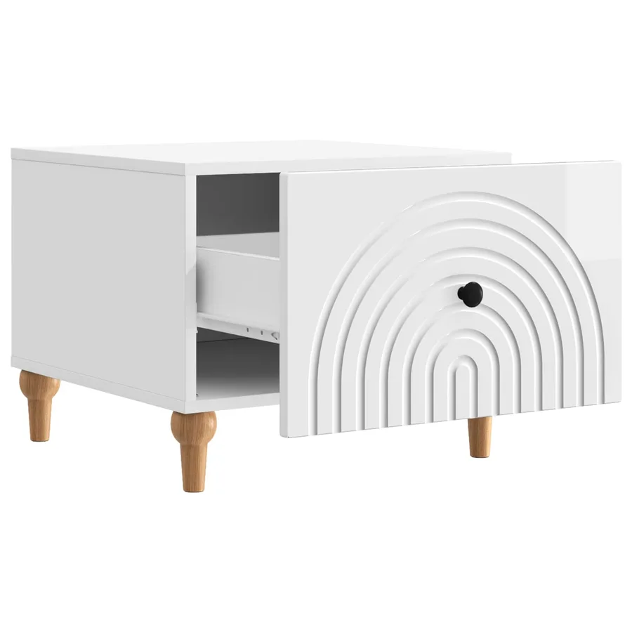 Table basse Blanc brillant 49 x 50 x 40 cm Bois d'ingénierie - 4