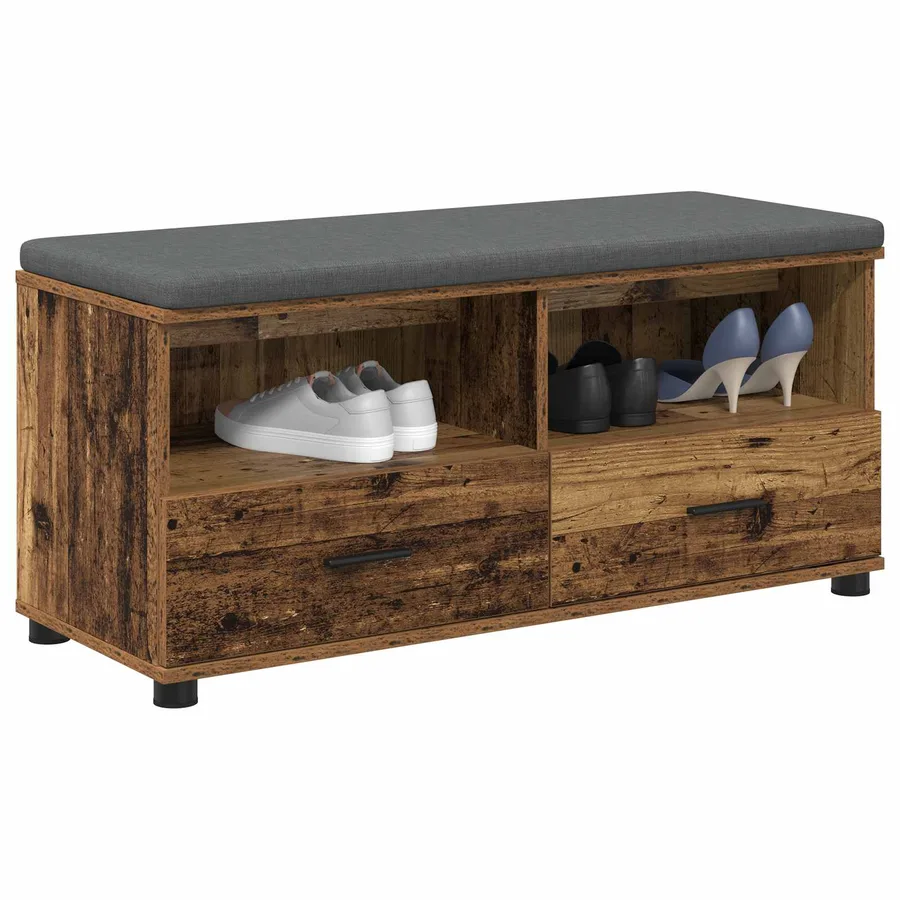 Banc d'entrée avec coussin Bois ancien 100 x 38 x 46 cm - 3