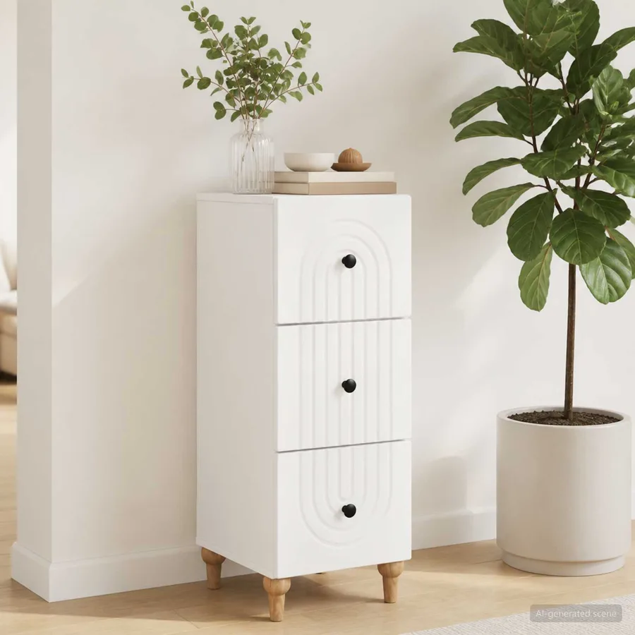 Armoire à tiroirs Blanc 33 x 34,5 x 90 cm Bois d'ingénierie - 4