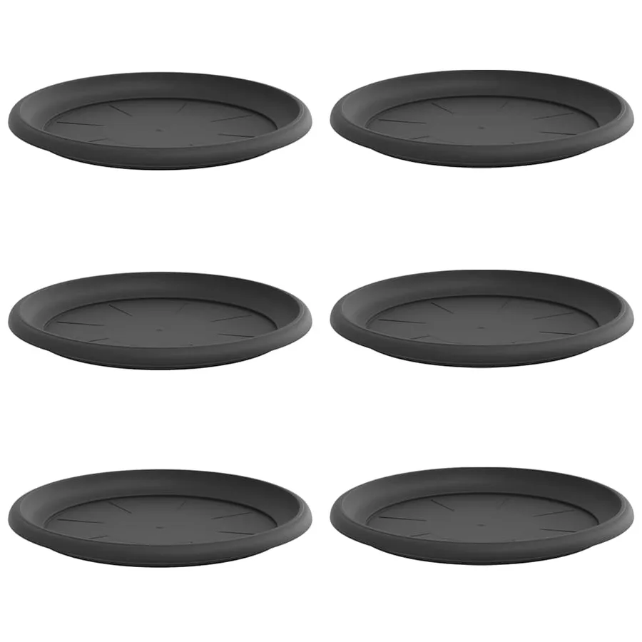 Plateau à fleurs rond 6 pcs Noir Ø 14 x 2 cm Plastique - 2
