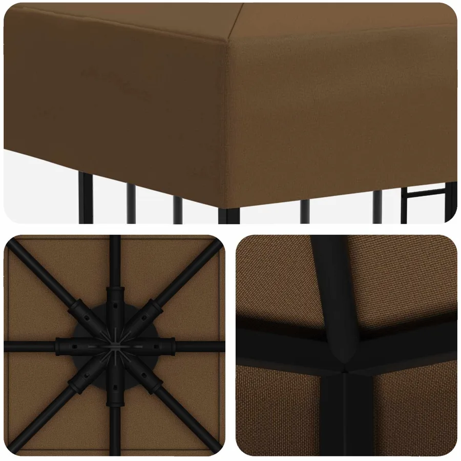 Pavillon 3 x 3 m Taupe Polyester et Acier 190 gsm - 5