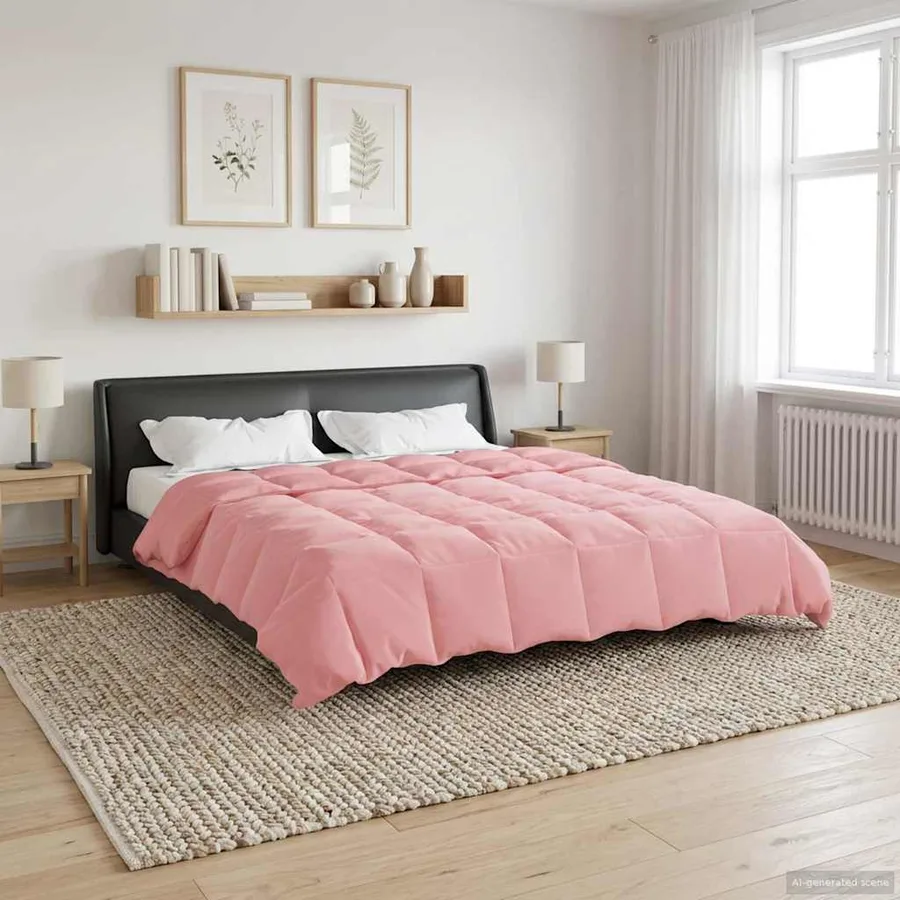 Duvet d'été simple Matelassé Rose 200 x 200 cm Microfibre - 4