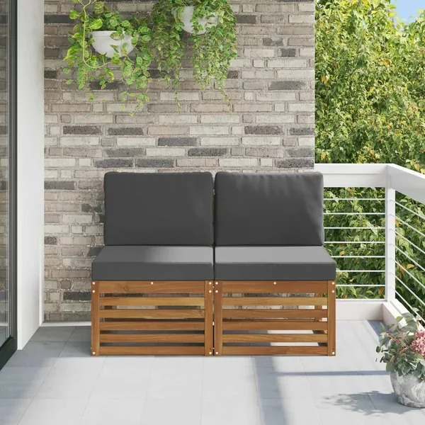 2 Pièce Sofa de milieu extérieur Bois d'Acacia Massif Naturel