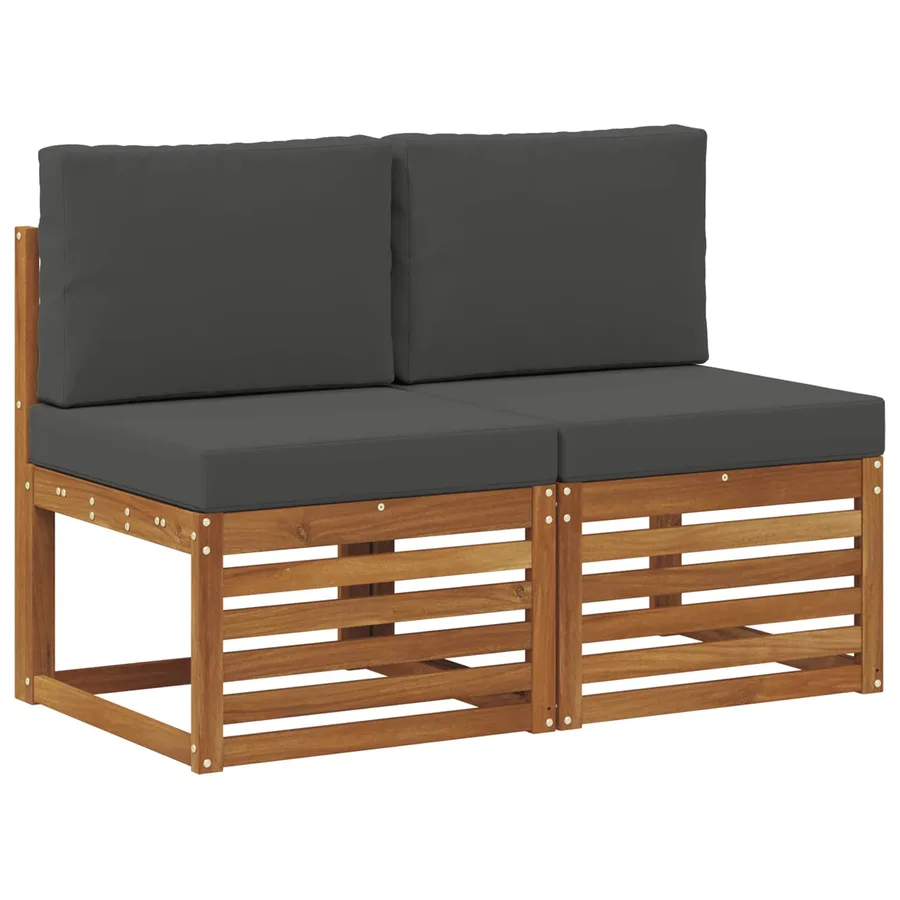 2 Pièce Sofa de milieu extérieur Bois d'Acacia Massif Naturel - 2
