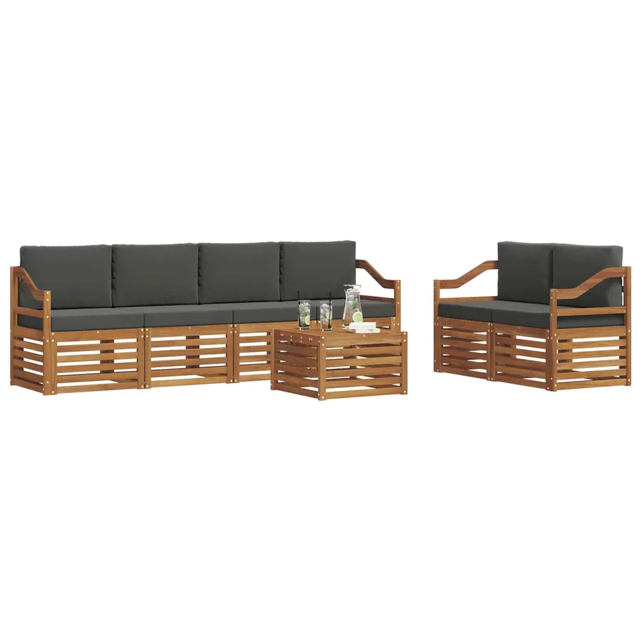 Ensemble de canapés d'extérieur 7 pcs Naturel et Anthracite - 3