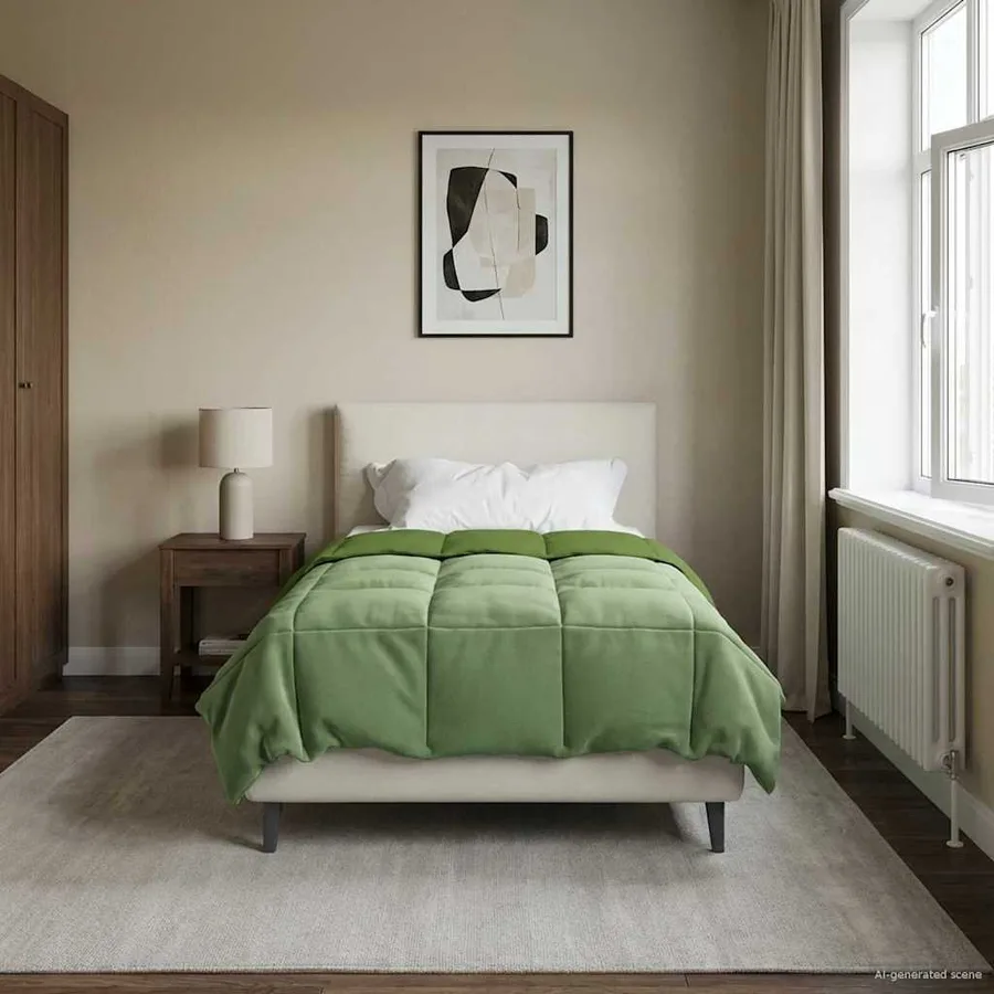 Duvet d'été simple Matelassé Vert 140 x 220 cm Microfibre - 4