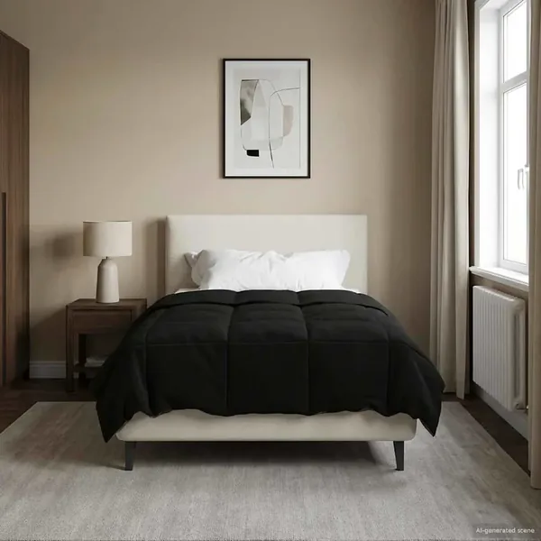 Duvet complet toute l'année Noir 140 x 200 cm Microfibre