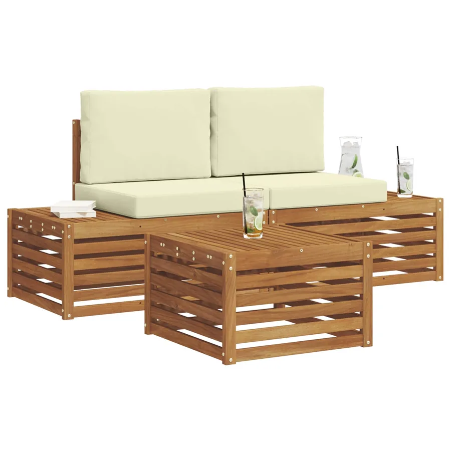 Ensemble de canapés d'extérieur avec coussin Naturel et Crème - 3