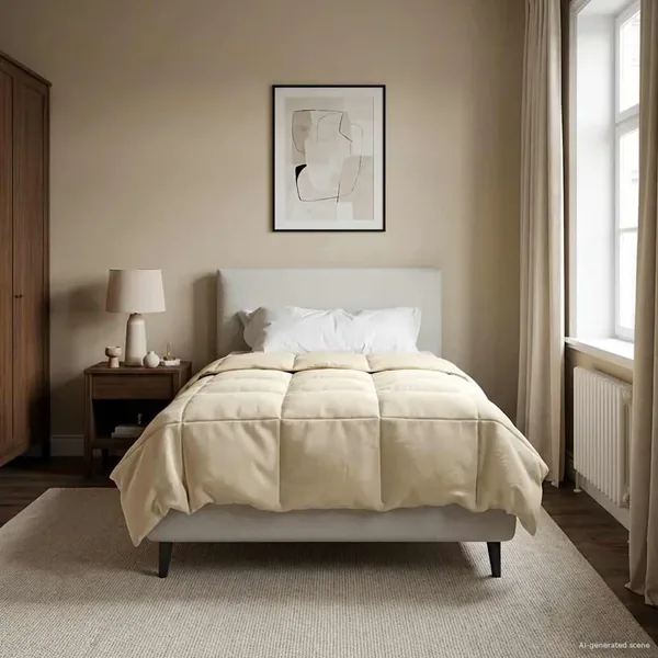 Duvet complet toute l'année Crème 155 x 220 cm Microfibre